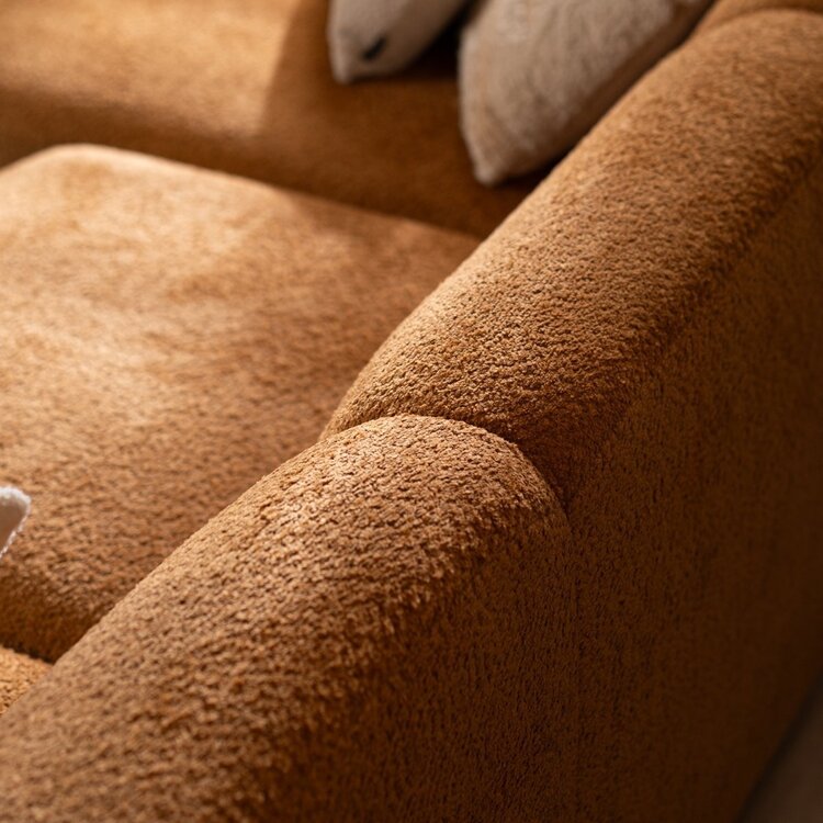 Hoekbank Maine XL bouclé stof terracotta links