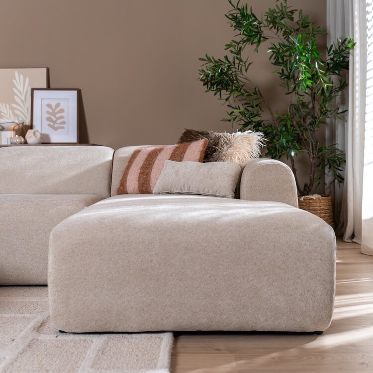 Hoekbank Maine XL chenille stof beige rechts
