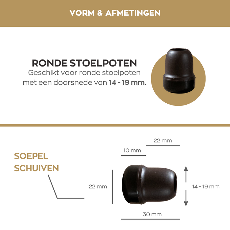 Vloerbeschermer set M (voor 4 poten) bruin Ø14-19 mm tapijt