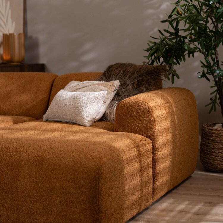 Hoekbank Maine XL bouclé stof terracotta rechts