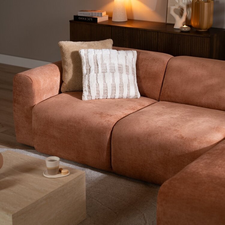 Hoekbank Maine XL gemêleerde stof terracotta rechts