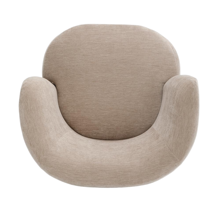 Fauteuil met hocker Emma velvet beige