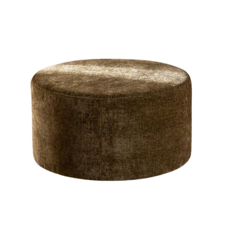 Poef Elle rond chenille olijf groen ø70 cm