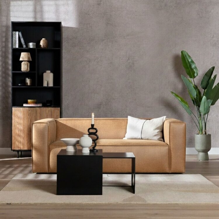 Industriële bank 2,5-zits Memphis eco-leer beige