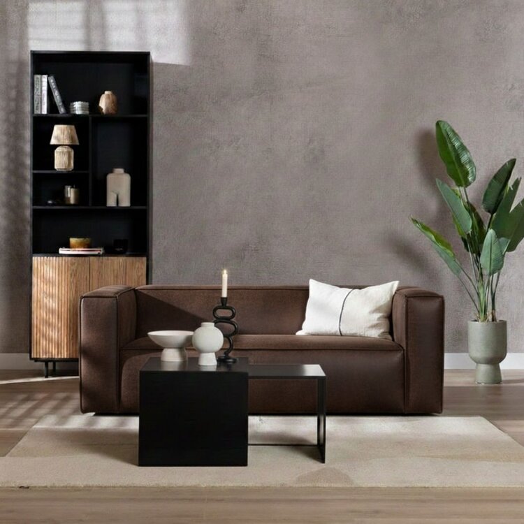 Industriële bank 2,5-zits Memphis eco-leer bruin