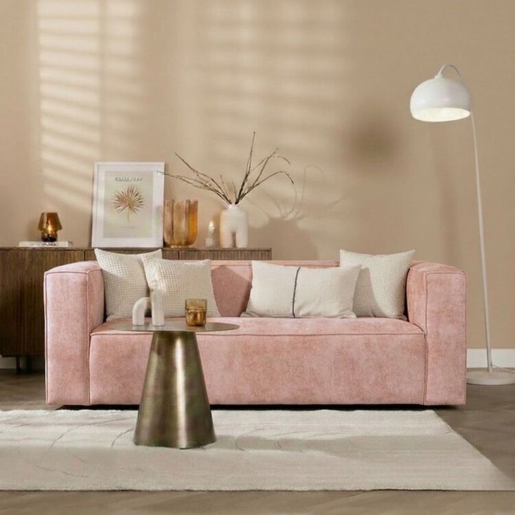 2,5-zitsbank Memphis stof chenille roze