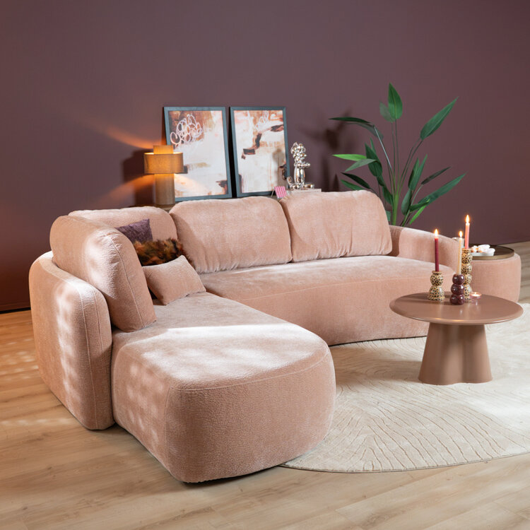 Hoekbank Vienna chenille roze links