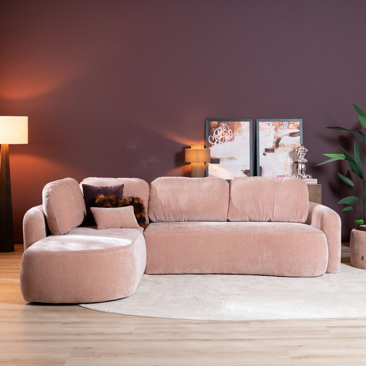 Hoekbank Vienna chenille roze links