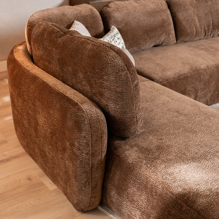Hoekbank Vienna chenille chocolate brown links