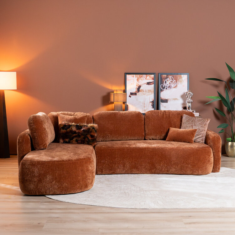 Hoekbank Vienna chenille terracotta links
