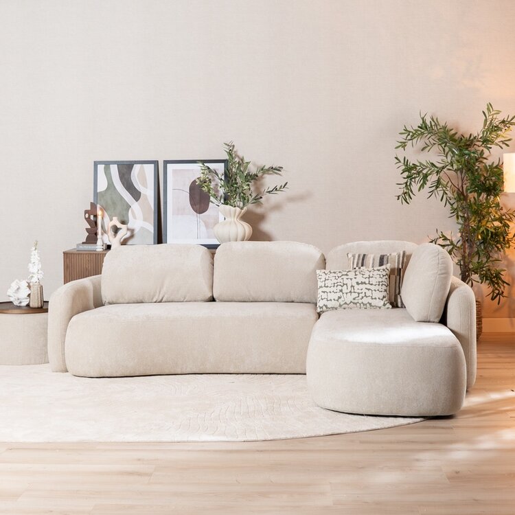 Hoekbank Vienna chenille beige rechts