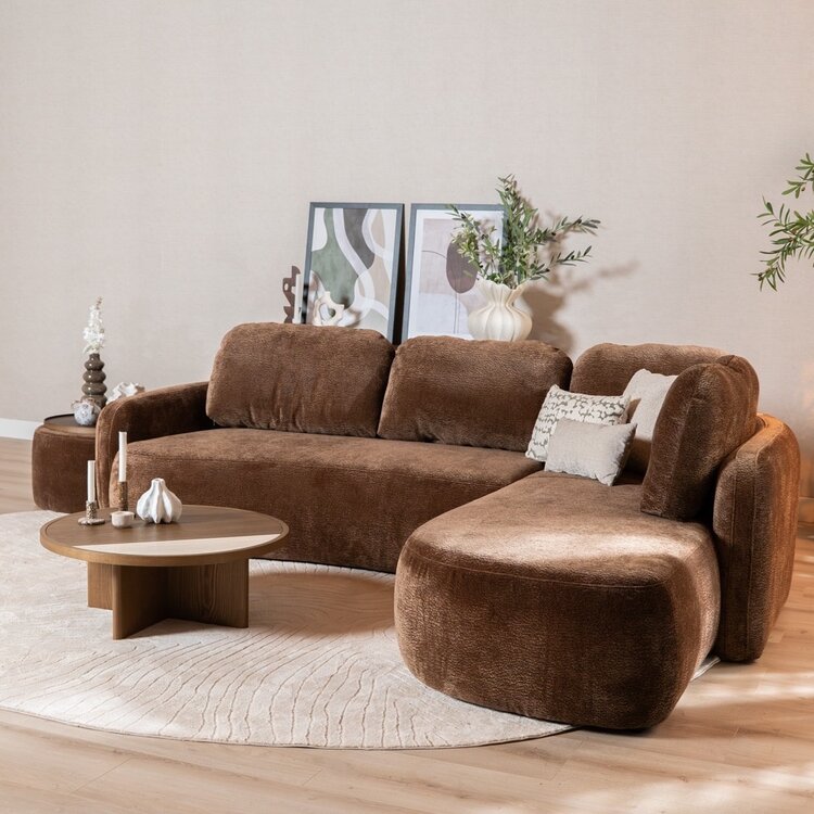 Hoekbank Vienna chenille chocolate brown rechts