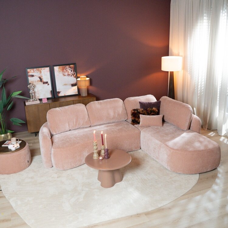 Hoekbank Vienna chenille roze rechts