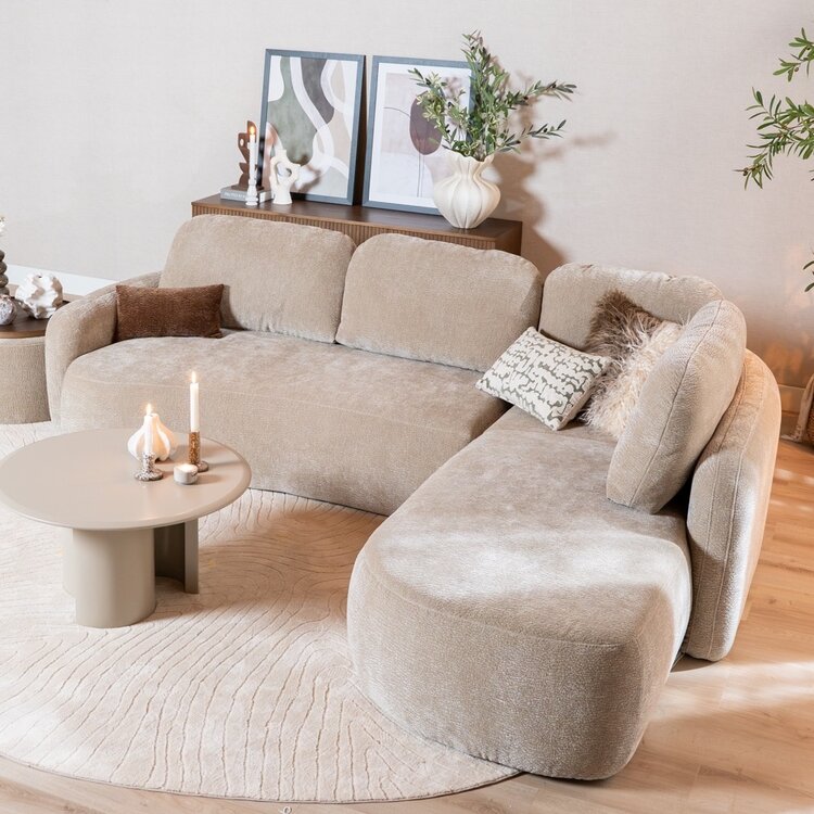 Hoekbank Vienna chenille taupe rechts