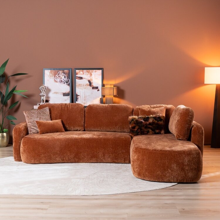 Hoekbank Vienna chenille terracotta rechts