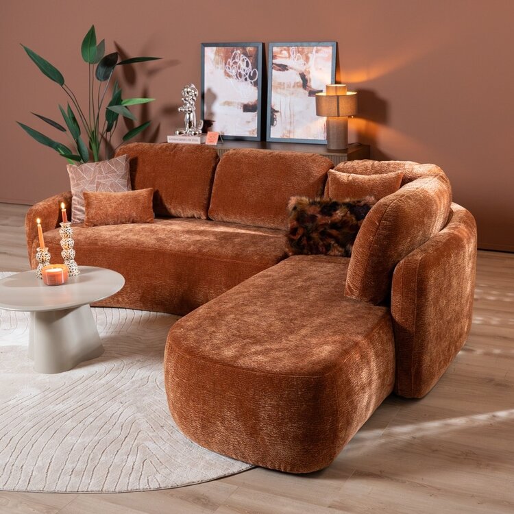 Hoekbank Vienna chenille terracotta rechts
