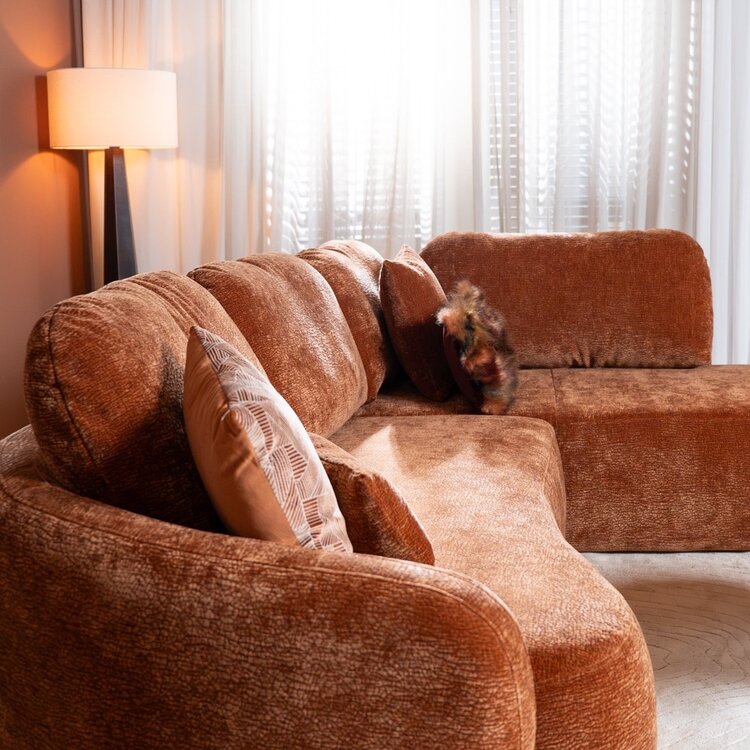 Hoekbank Vienna chenille terracotta rechts