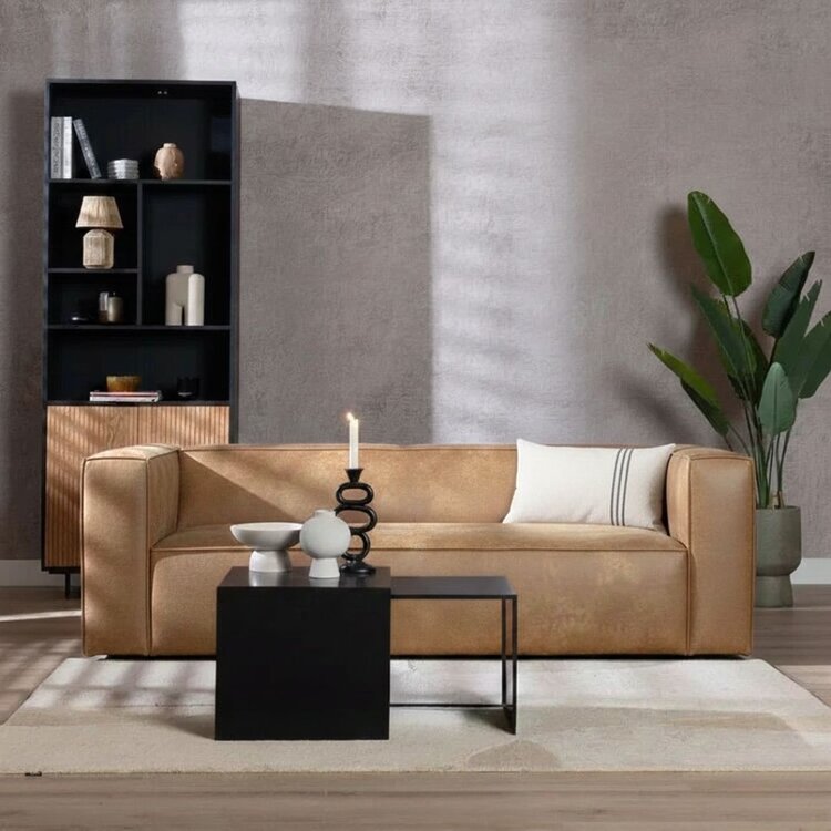 Industriële bank 3-zits Memphis eco-leer beige