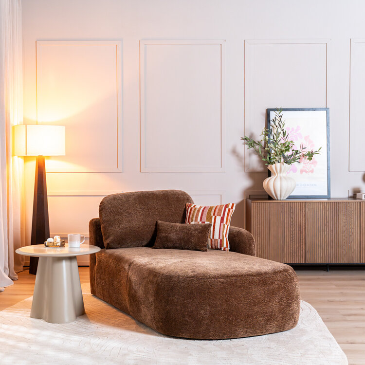 Chaise longue Vienna chenille chocolate brown rechts