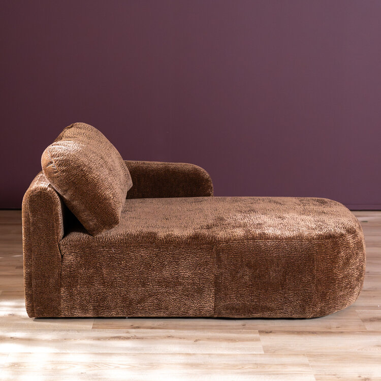 Chaise longue Vienna chenille chocolate brown rechts