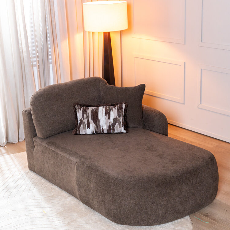 Chaise longue Vienna chenille bruin rechts