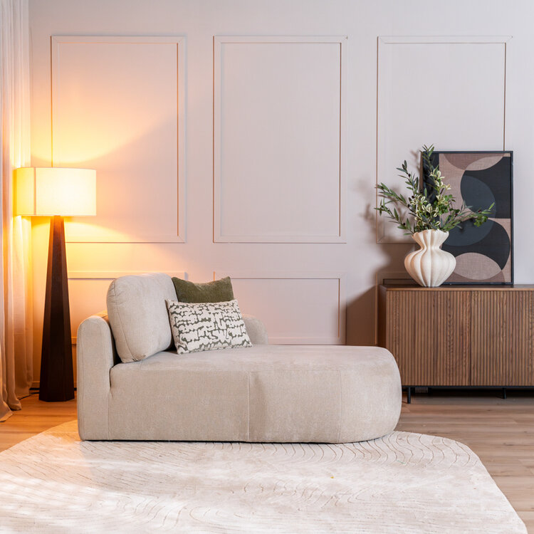 Chaise longue Vienna chenille beige rechts