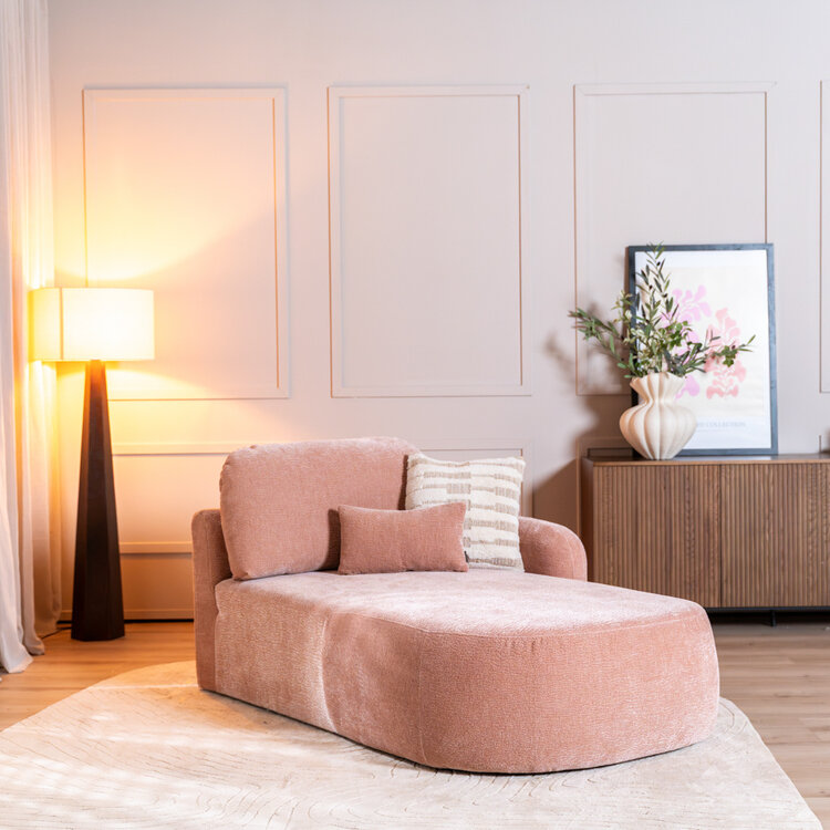 Chaise longue Vienna chenille roze rechts
