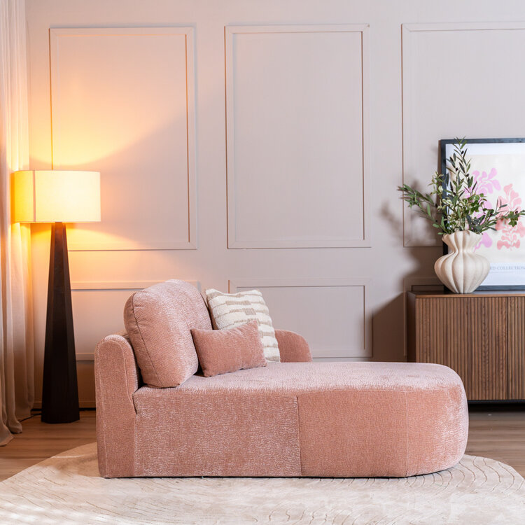 Chaise longue Vienna chenille roze rechts