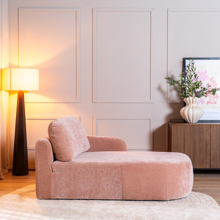 Chaise longue Vienna chenille roze rechts