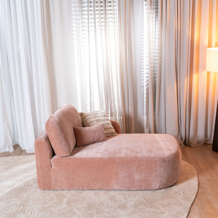 Chaise longue Vienna chenille roze rechts