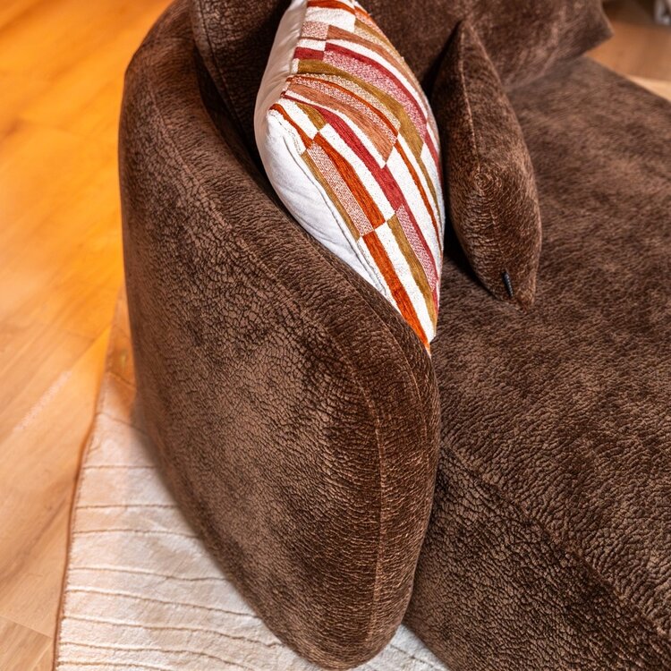 Chaise longue Vienna chenille chocolate brown links