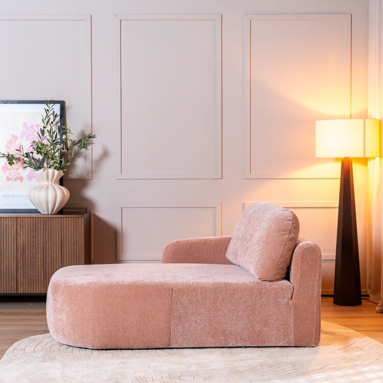 Chaise longue Vienna chenille roze links