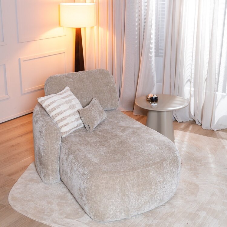 Chaise longue Vienna chenille taupe links