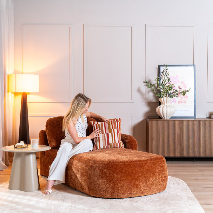 Chaise longue Vienna chenille terracotta rechts