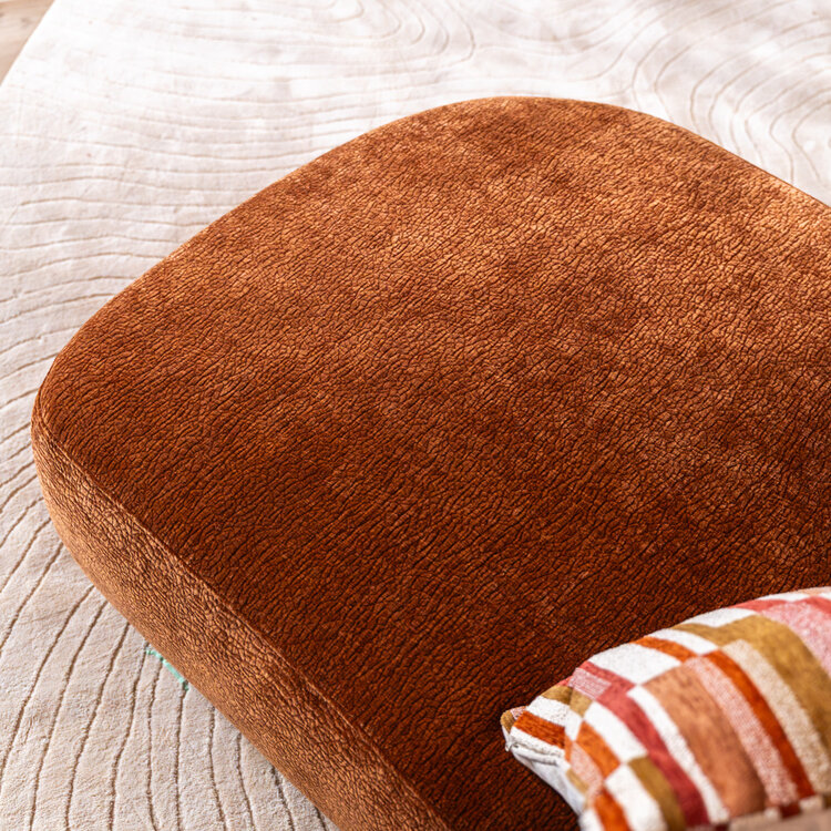 Chaise longue Vienna chenille terracotta rechts