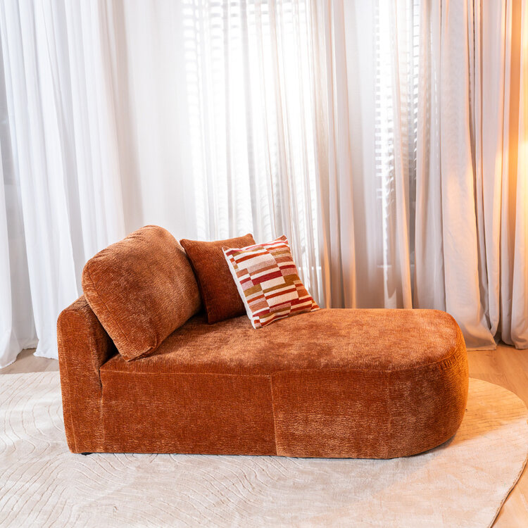 Chaise longue Vienna chenille terracotta rechts