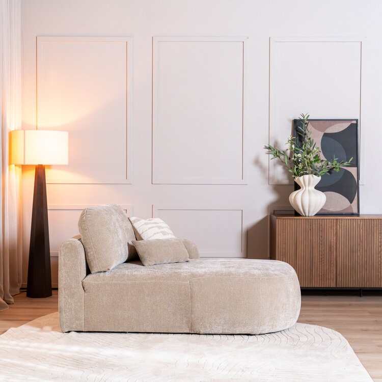 Chaise longue Vienna chenille taupe rechts