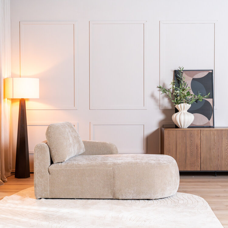 Chaise longue Vienna chenille taupe rechts
