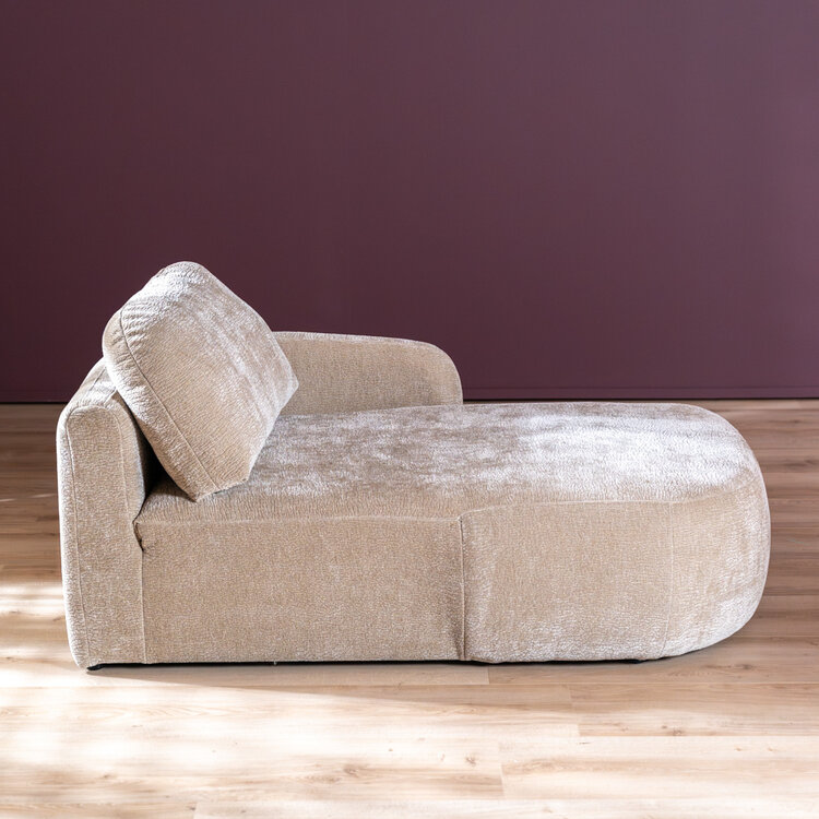 Chaise longue Vienna chenille taupe rechts