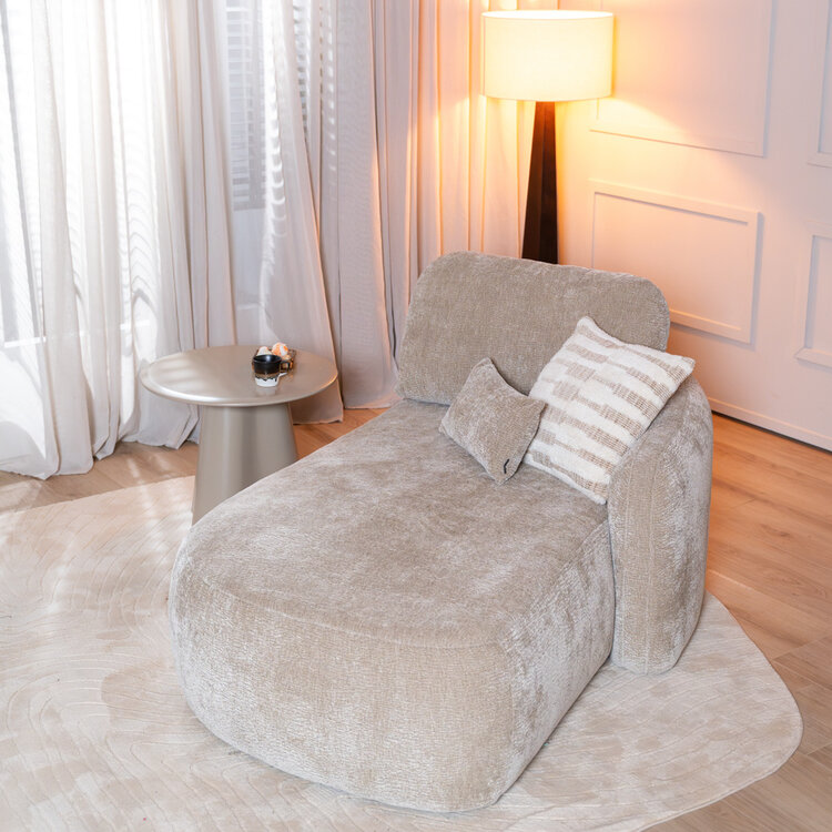 Chaise longue Vienna chenille taupe rechts