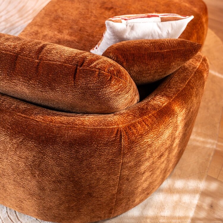 Chaise longue Vienna chenille terracotta links