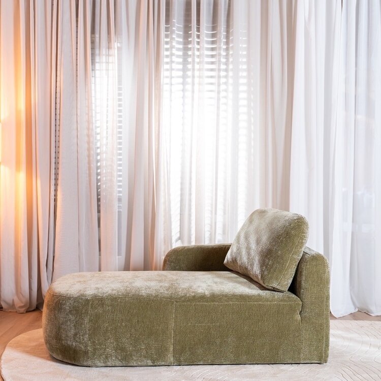 Chaise longue Vienna chenille groen links