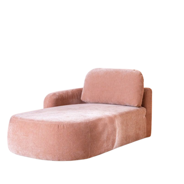Chaise longue Vienna chenille roze links