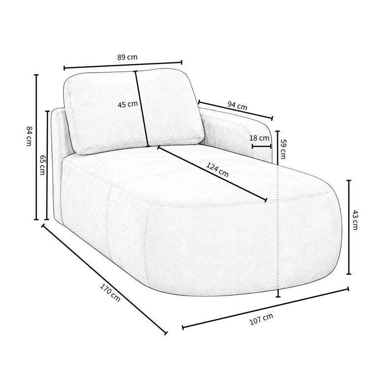 Chaise longue Vienna chenille groen rechts