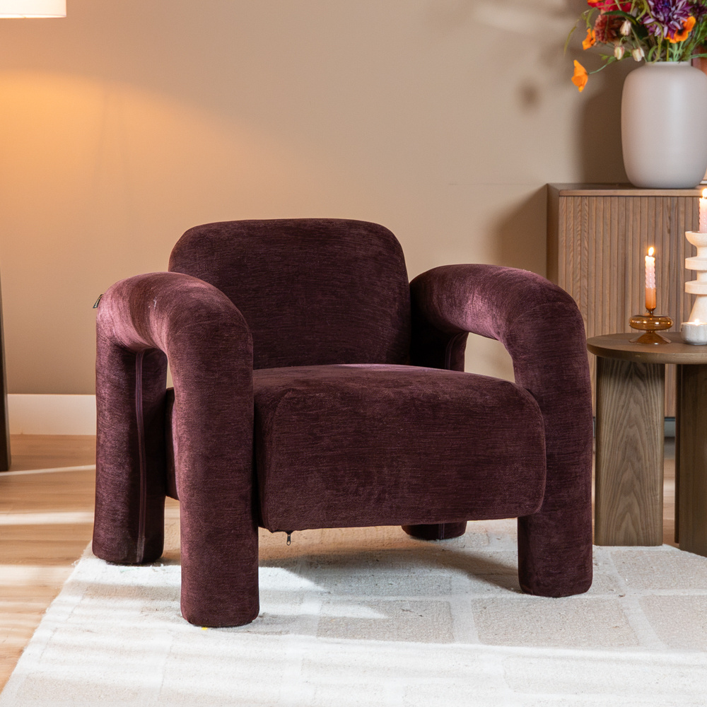 Fauteuil Tess velvet paars