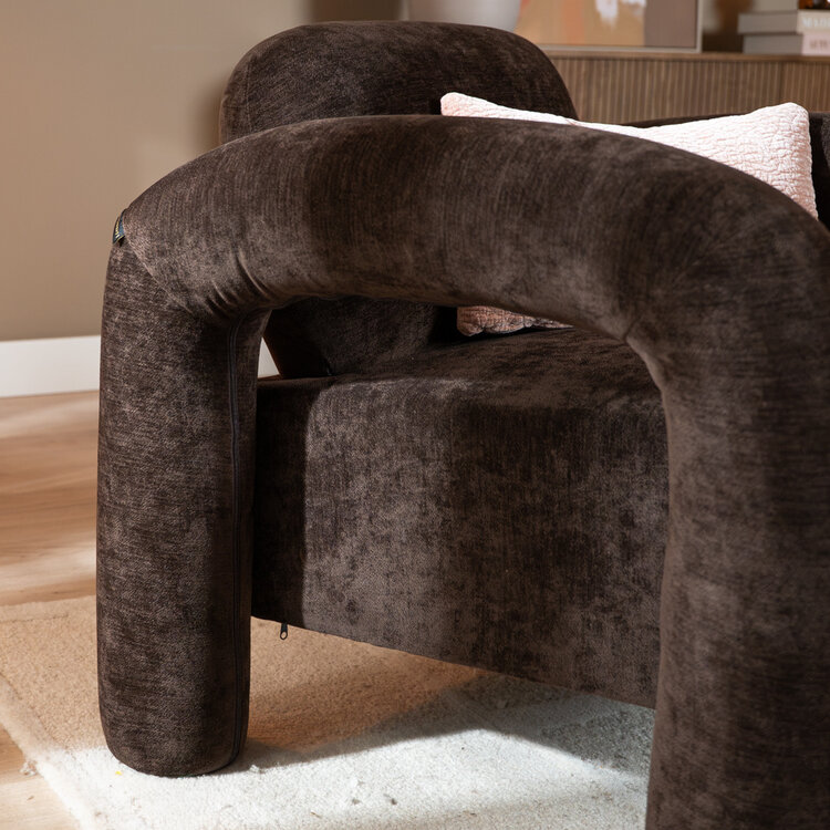 Fauteuil Tess velvet bruin