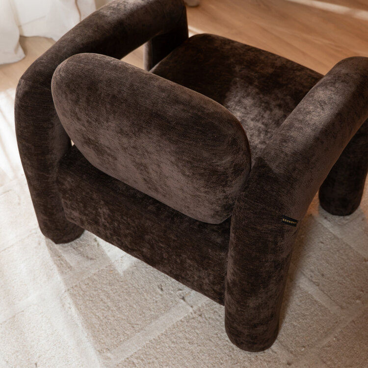 Fauteuil Tess velvet bruin