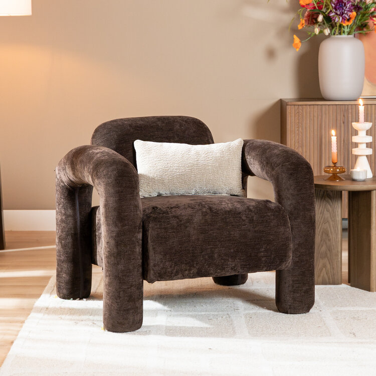 Fauteuil Tess velvet bruin