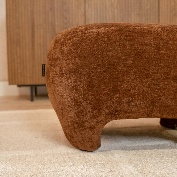 Fauteuil met hocker Emma velvet oker