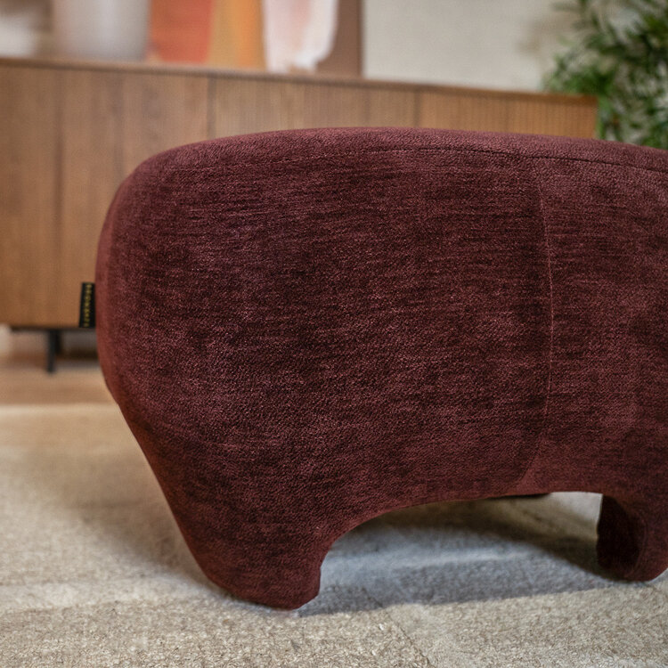 Fauteuil met hocker Emma velvet paars